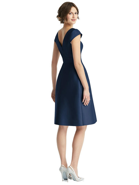 alfred sung cap sleeve pleated cocktail dress with pockets Alfred Sung Cap Sleeve Pleated Cocktail Dress with Pockets