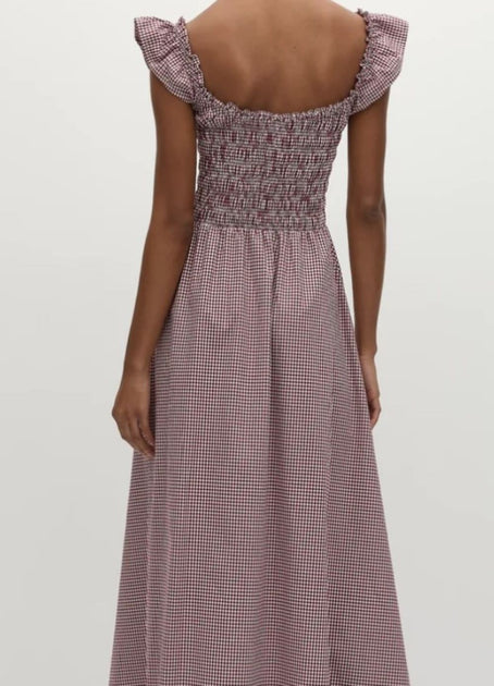 eudora midi dress gingham deep red Eudora Midi Dress Vintage Red Check