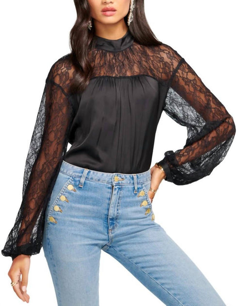 Ramy Brook Sorinda Spitze Mock Neck Oberteil Schwarz XSmall 2