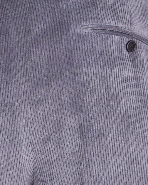 Briglia Tailored Grey Ribbed Velvet Trousers Grey EU 52 2