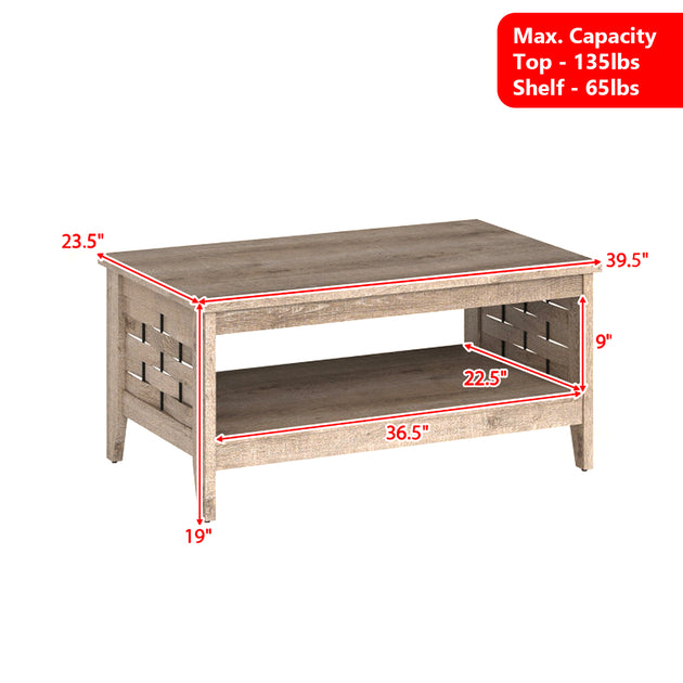 Hivvago 2-Tier Coffee Table Brown 5