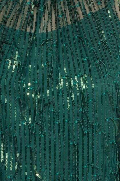 EVA FRANCO Sequin Fringe Top Green Medium 4