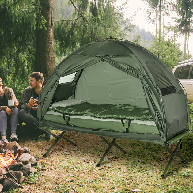 Hivvago faltbare Campingliege mit Zelt Grün 3