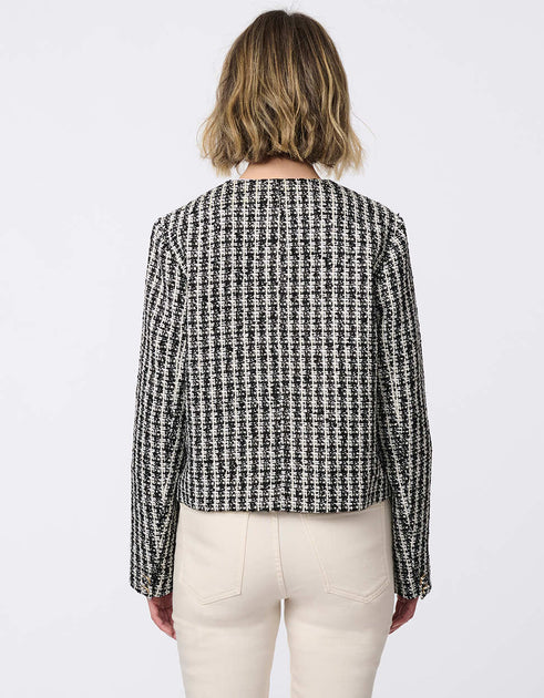 Bernardo Mademoiselle Tweed Cropped Jacket Beige XSmall 3