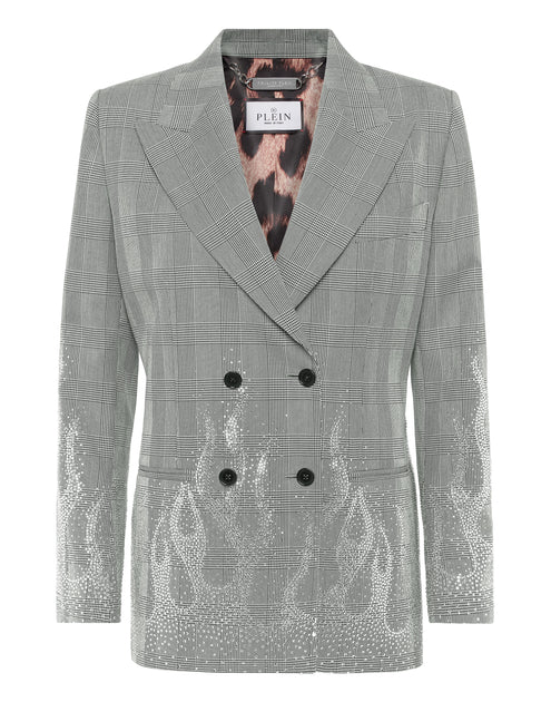 Philipp Plein Checkered Gold Fit Blazer Flame Grau XLarge 2