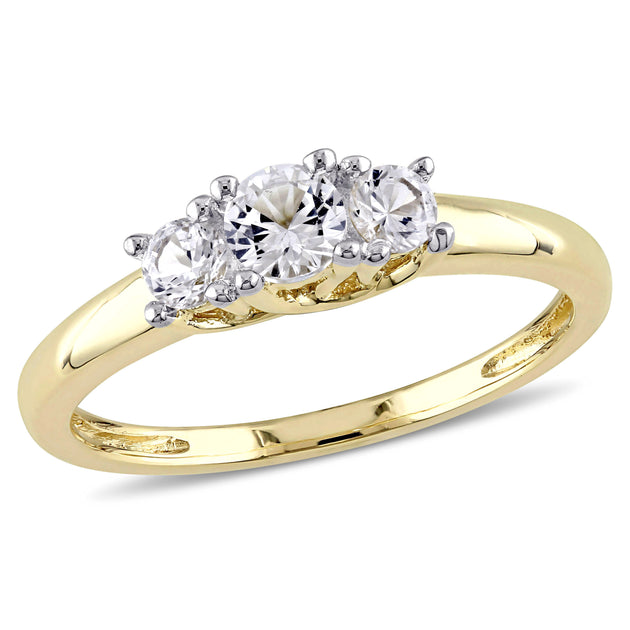 Mimi & Max Created White Sapphire 3-Stone Engagement Ring Silver US 8 2