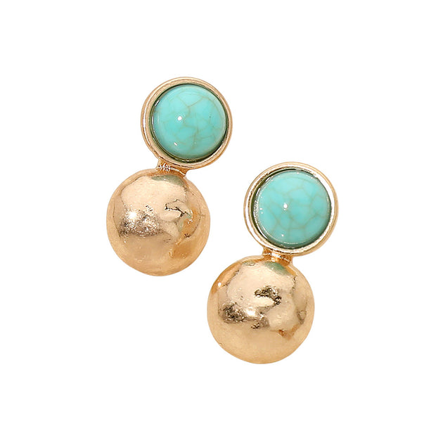 FASHNZFAB Dual Dome Stone Accent Stud Earrings Silver 3