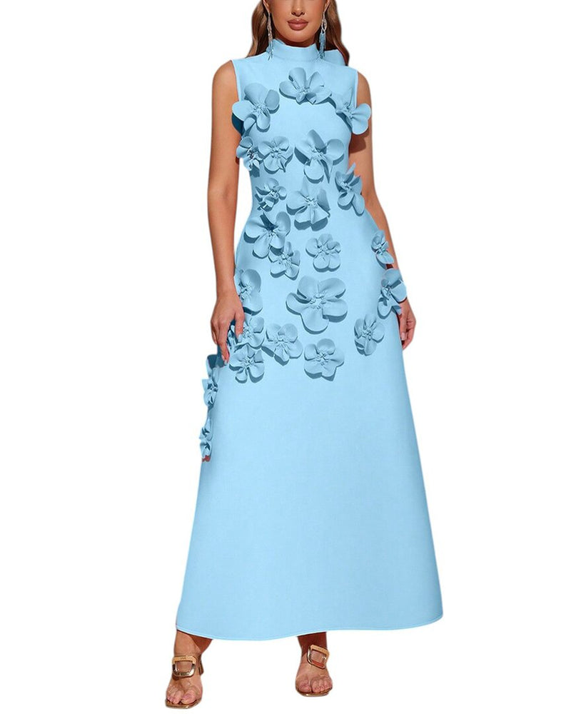gilt maxi dresses Bow One-Shoulder Gilt Indigo Brocade Floral Maxi Dress with Trumpet Skirt