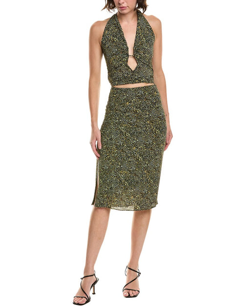 Isabel Marant Printed Jersey Midi Skirt Green EU 36 2