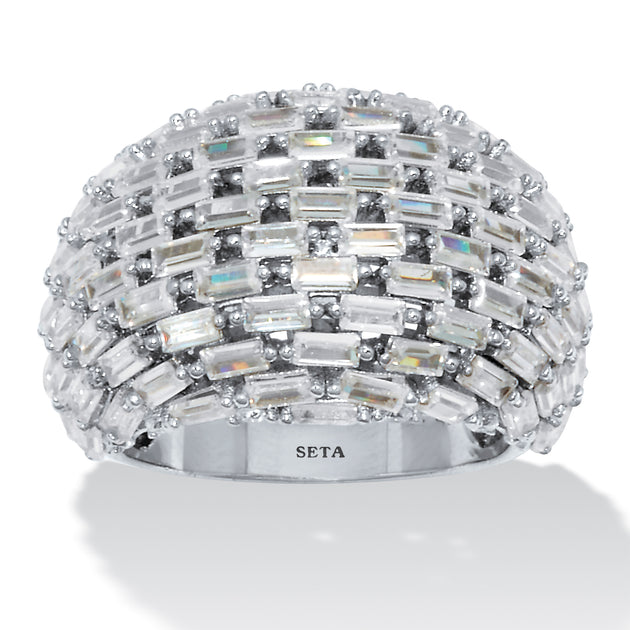 Palm 6.06 TCW Cubic Zirconia Silvertone Dome Ring White US 7 2