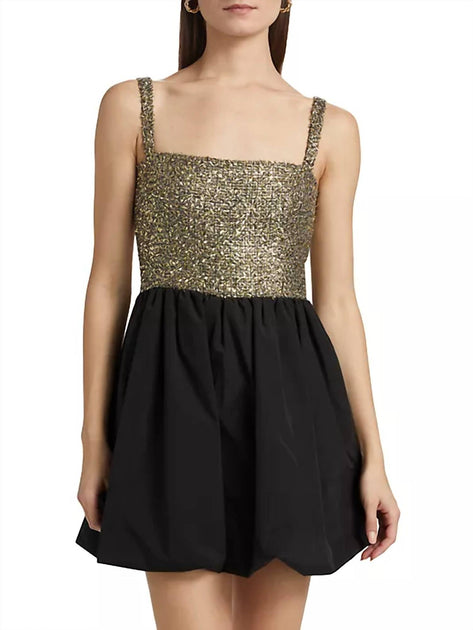 Amanda Uprichard Christine Tweed Bubble Mini Dress Gold XSmall 2