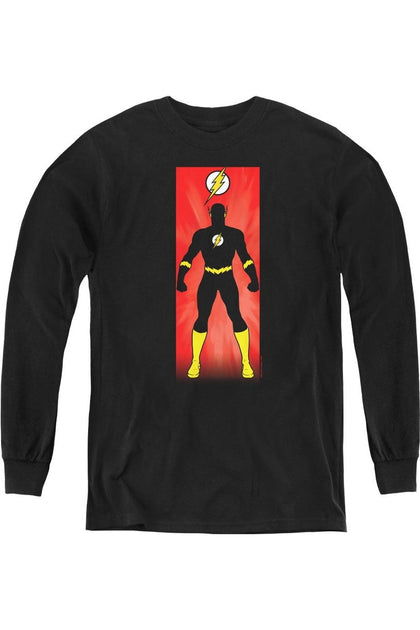 Gildan Justice League Flash Block Youth Long Sleeve Tee Black Medium 2