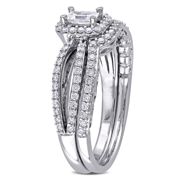 Mimi & Max Emerald Diamond Halo Bridal Set White Gold US 9 3