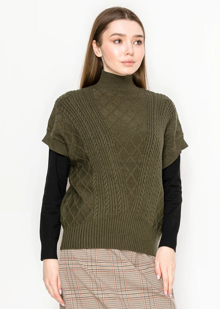 Yal New York Sleeveless Turtleneck Sweater Vest Green Small 4