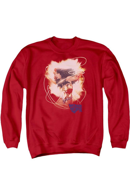 Gildan Wonder Woman 75th Burst Crewneck Sweatshirt Rouge Medium 2