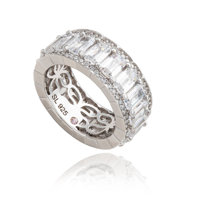 Suzy Levian Rose Sterling Silver Cubic Zirconia Eternity Band Brown US 7 3