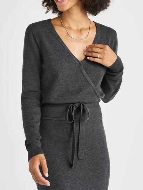 Splendid Dana Wrap Sweater Grey XLarge 2