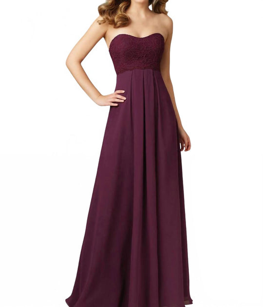 Morilee Chiffon And Lace Strapless Dress Purple US 8 2