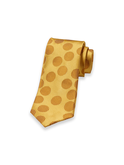 Paul Fredrick Circles Silk Tie Beige Long 2