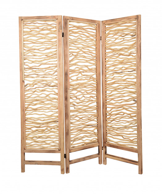 Hivvago 60x69 3 Panel Wood Foldable Screen Brown 4