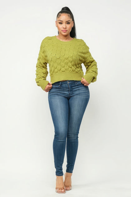 TRUEDAMES Checker Sweater Top Green Small 3