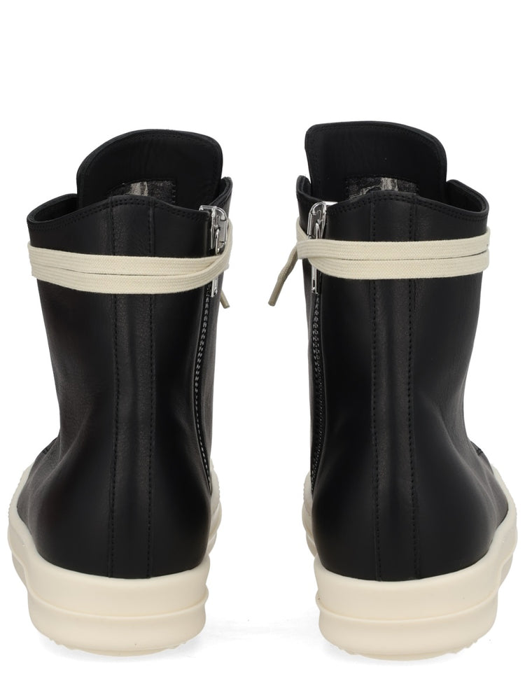 b　rick owens RICK OWENS Black Back Zipper Ridged Sole Sneakers | ShopSimon