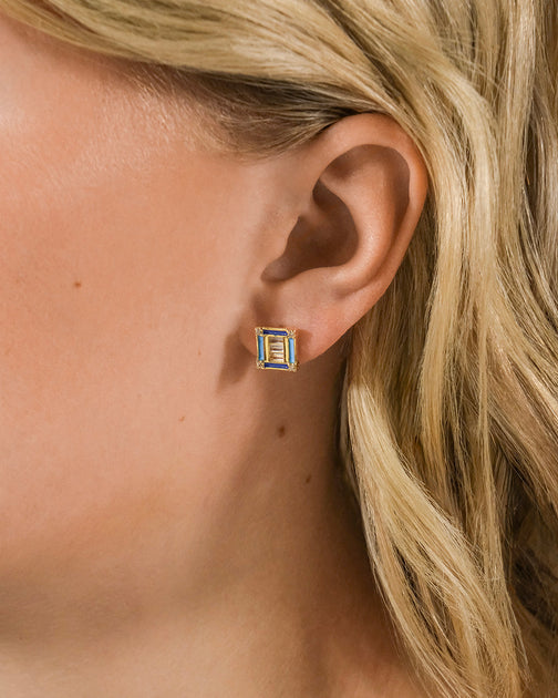Sterling Forever Luella Square Stud Earrings Gold One Size 3