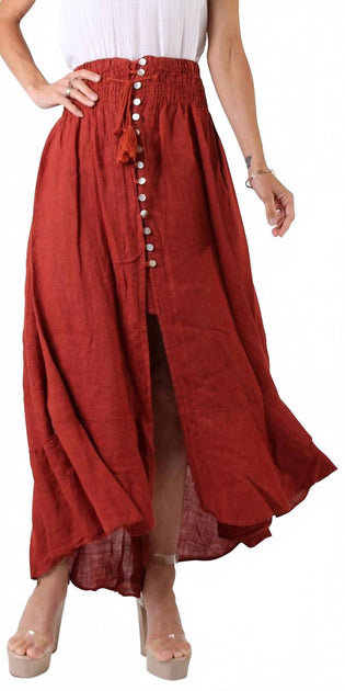 GIGI MODA Jupe en Lin Magdalena Rouge Taille Unique 2
