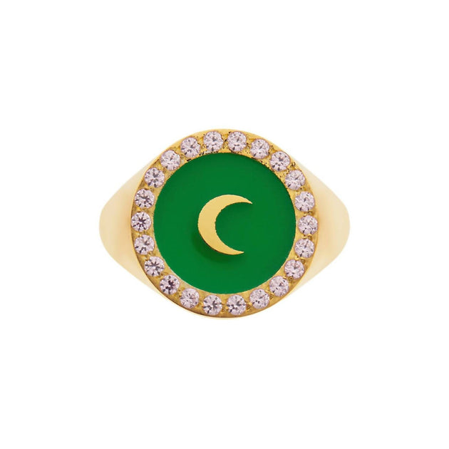EYE M Moon Crystal Chevalier Ring Green US 7 3