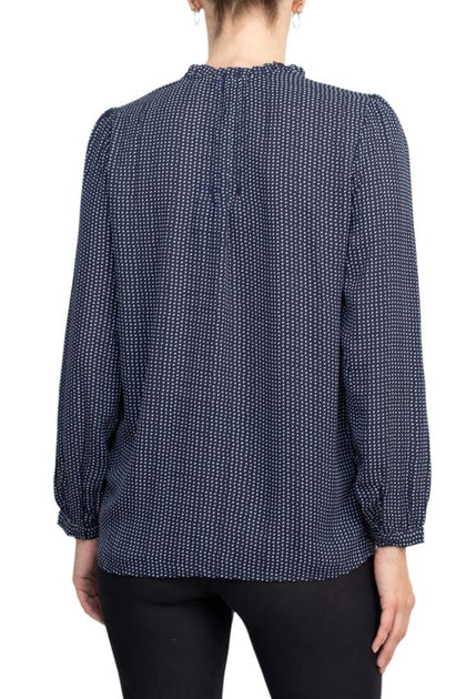 TRUEDAMES Crew Neck Long Sleeve Woven Top Multi Medium 4