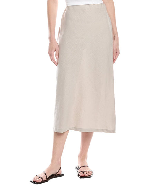 Enza Costa Bias Linen Midi Skirt Black US 2 2