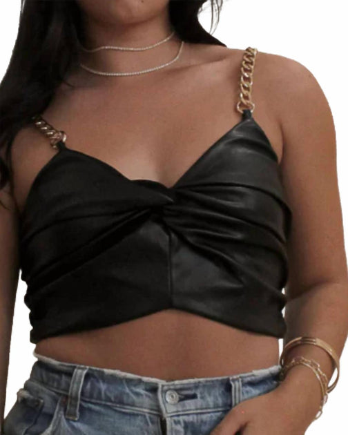 ENDLESS BLU Twisted Chain Cropped Top Black Small 2