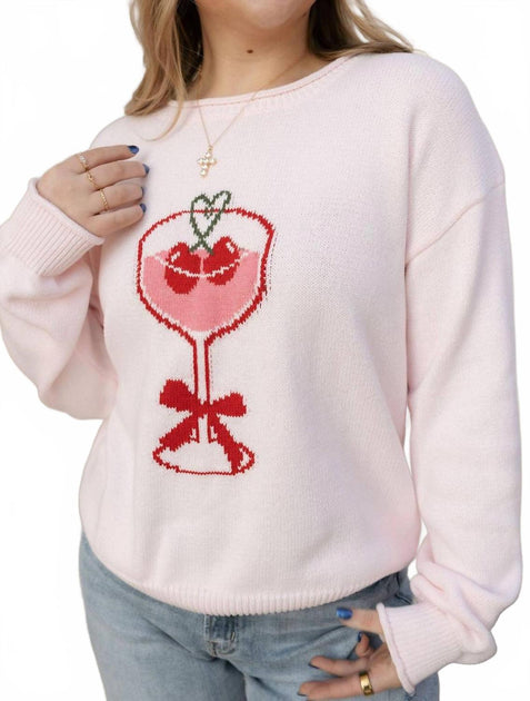 Sunday Edition Valentine Martini Sweater Pink Large 3