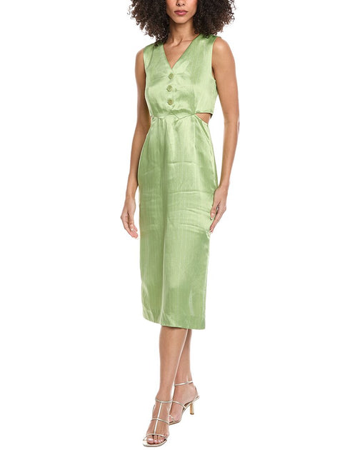 Sandro Woven Linen-Blend Dress Green EU 34 2