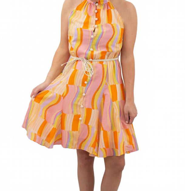 FATE Robe Mini Côtelée Col Haut Colorée Orange Medium 2