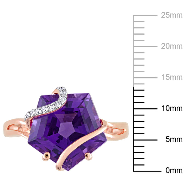 Mimi & Max Amethyst Diamond Accent Ring Rose Silver US 8 4