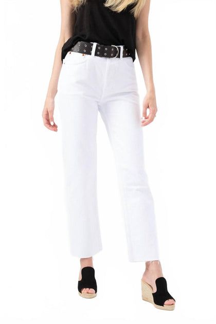 RE/DONE High Rise Stove Pipe Jeans White 30 4