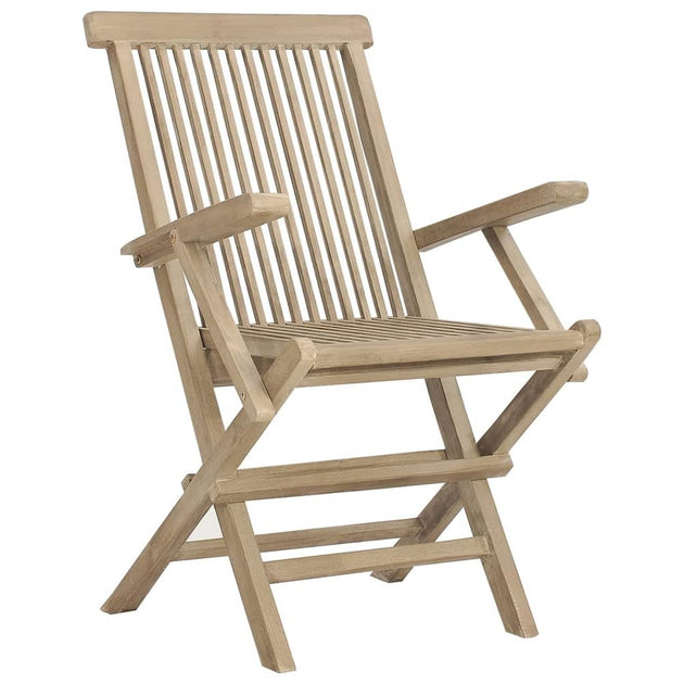 vidaXL Folding Patio Chair Gray Solid Wood Teak 4