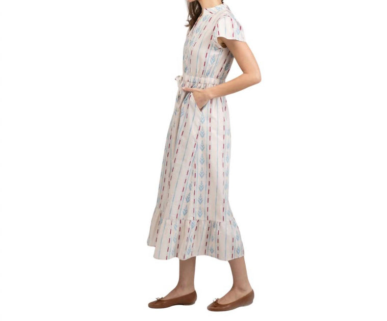 Beau & Ro Flutter Midi Dress Beige Large 3