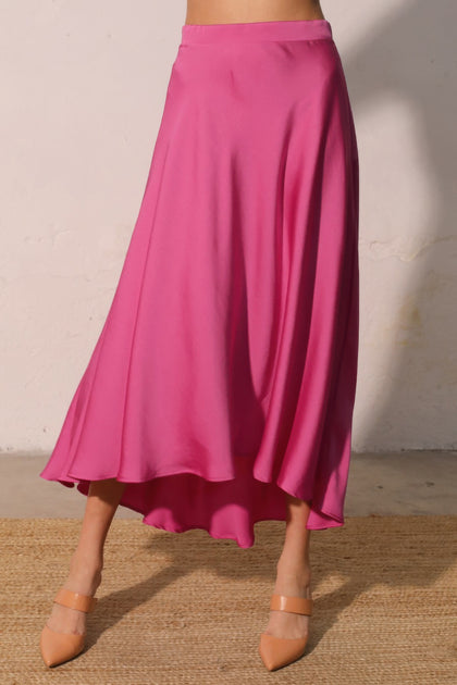 TRUEDAMES Washed Poly Silk Midi Swing Skirt Green Small 3