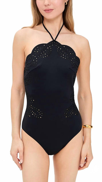 Jonathan Simkhai Nicolette Anglaise One Piece Black Large 2