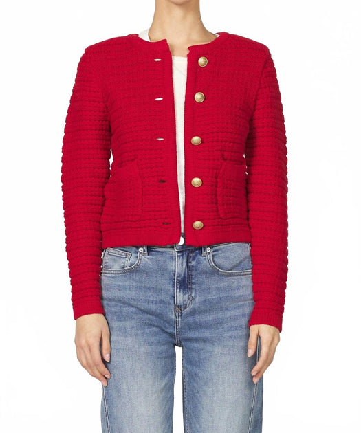 Dear John Denim Cambria Knit Jacket Red Medium 2