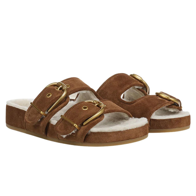 Veronica Beard Prue Shearling Buckle Sandal Multi US 8 4