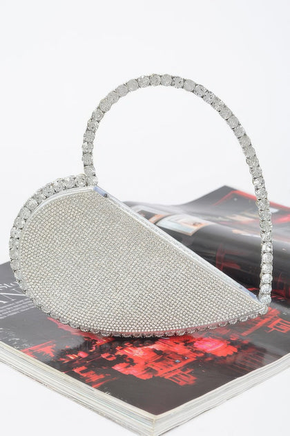 FASHNZFAB Heart Shape Rhinestone Bag White One Size 2