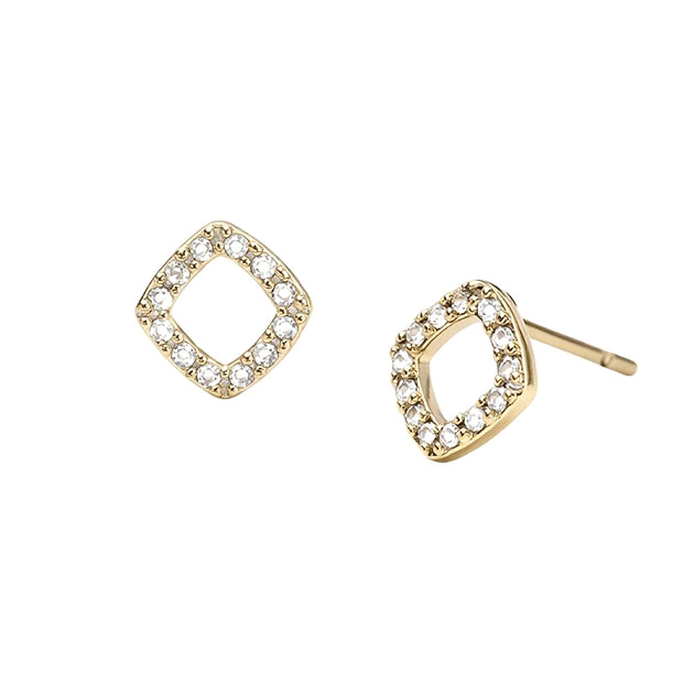 FASHNZFAB CZ Pave Open Square Stud Earrings Multi 3