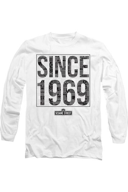 Gildan Sesame Street Since 1969 Pattern Long Sleeve T-Shirt White XXX-Large 2
