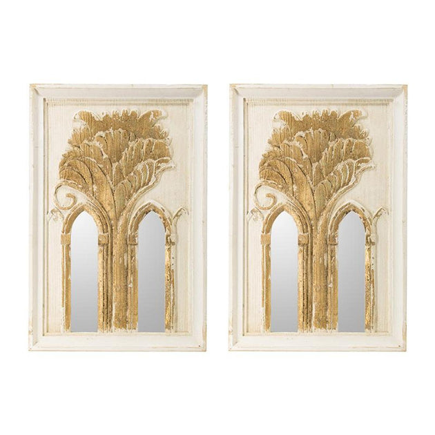Hivvago Accent Mirror Set White/Gold 30in 3