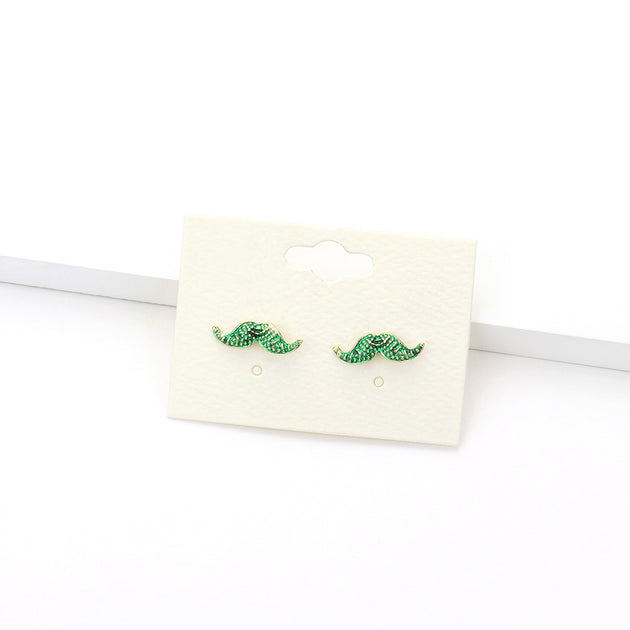 FASHNZFAB Mustache Stud Earrings Blue 4