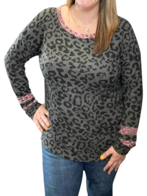 honeyme Leopard Sweater Grey Medium 2