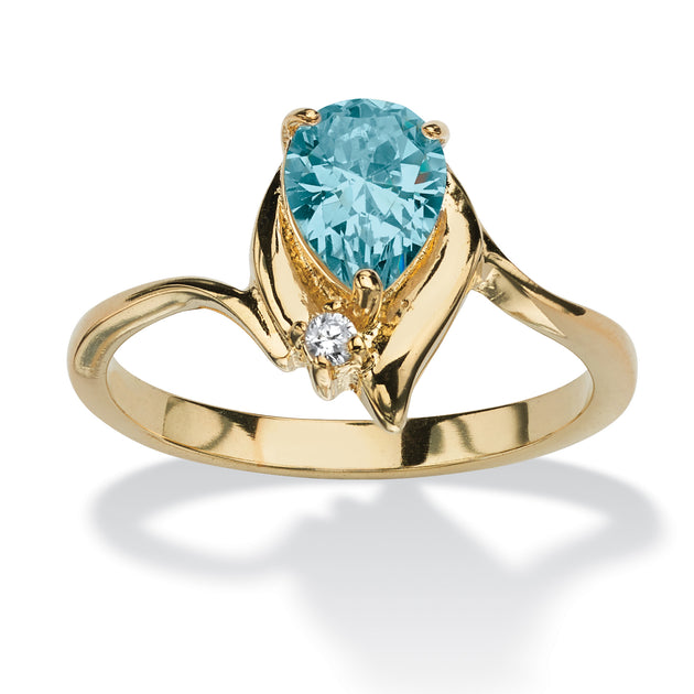 Palm Birthstone Crystal 18k Gold-Plated Ring Multi US 10 2